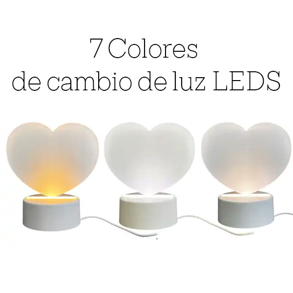 Lampara acrílica de 7 colores para sublimar forma corazón