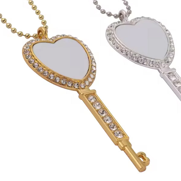 Collar forma de llave de corazón para sublimar (Dorado)