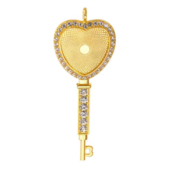 Collar forma de llave de corazón para sublimar (Dorado)