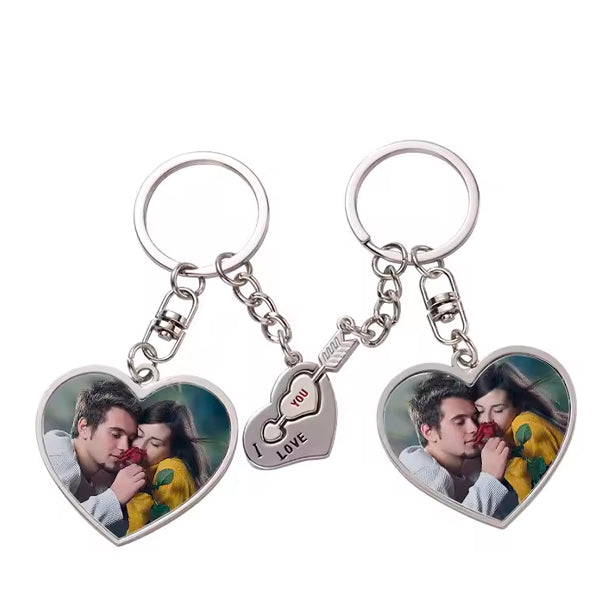Llaveros de pareja forma corazón para sublimar