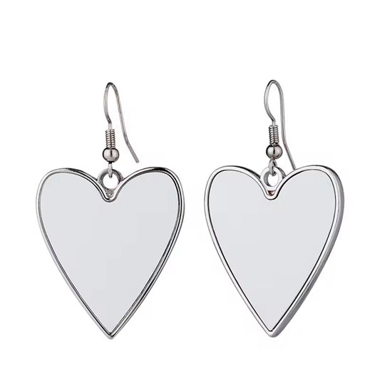 Aretes Metálicos forma corazón para sublimar