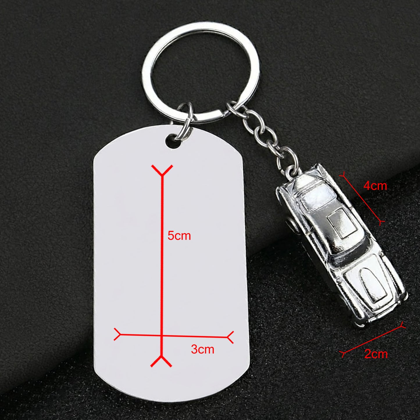 Llavero de Acero Inoxidable sublimable con dije de Carro (Laser también)