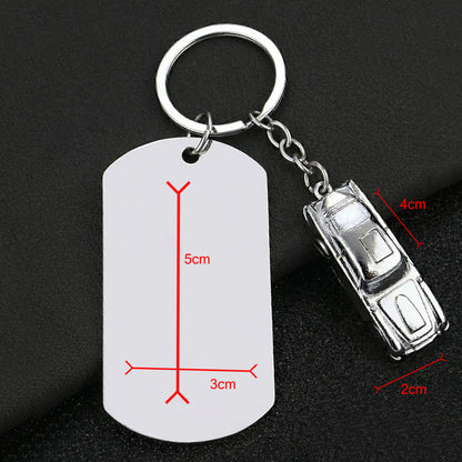 Llavero de Acero Inoxidable sublimable con dije de Carro (Laser también)