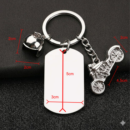Llavero de Acero Inoxidable sublimable con dije de Moto 3 (Laser también)